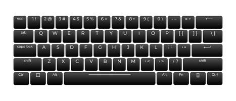 Computer keyboard button layout template with letters for graphic use. Modern computer keyboard illustration vector