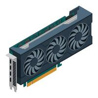 Isometric graphic card. card isometric. Computer hardware components. GPU graphic card illustration vector