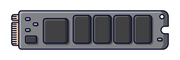 Solid state drive. Drive ssd storage illustration. SSD M.2 illustration. Computer hardware components. Flat cartoon style. illustration, vector