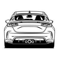 The back end of a car is shown in this drawing vector