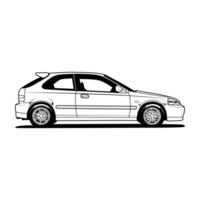 A car is drawn in black and white on a white background vector