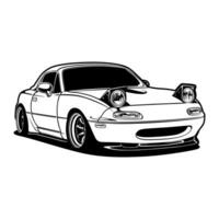 A cartoon car with headlights on a white background vector
