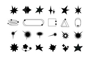 Set collection of Retro futuristic star sparkle shapes. Abstract Y2k silhouettes sign icon design. vector