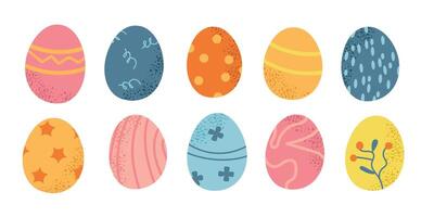 Spring Easter eggs with pattern icon collection set. Happy Easter decorating icon for spring holiday decorations and packaging vector