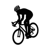 Silhouette of a Professional Cyclist in a Racing Position on a Bicycle vector