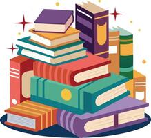 Stack of Colorful Books Illustration for Education, Learning, and Library Branding vector