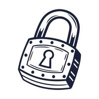 simple Hand-Drawn Security Padlocks and Keys with Safe Locking Mechanisms for Digital and Physical Protection vector