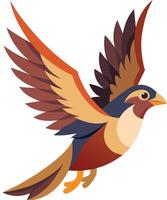 Bird in Flight with Spread Wings Colorful Wildlife Illustration for Nature and Freedom Concepts vector