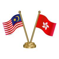 Malaysia and Hong Kong table flag. vector