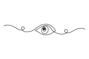 One continuous line drawing of eye linear style Hand drawn isolated design vector
