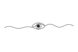 Eye continuous one line hand drawn to outline art design vector