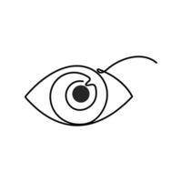 Continuous eye icon one line hand draw sketch and outline illustration of minimalist design vector