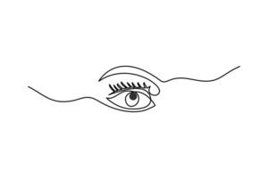 Continuous one line eye drawing of Hand drawn outline isolated design vector