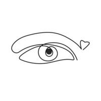 Simple hand drawn minimalist eye single line art drawing of Minimal outline icon vector