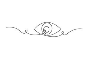 Eye one line art drawing continuous isolated on white background design vector