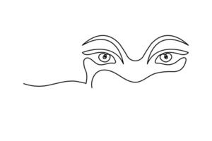 One continuous line drawing of eye linear style Hand drawn minimalism illustration vector