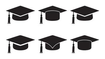 Graduation cap and diploma set with tassel in black, symbolizing academic achievement and success vector