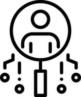eople Icons Line A magnifying glass icon with a person in it vector