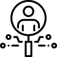 People Icons Line A magnifying glass icon with a person in the center vector
