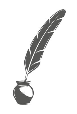 Vintage feather and ink icon