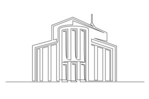Continuous one line building architecture vector