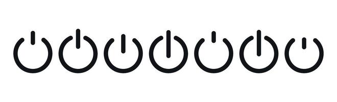 Power button icon with on-off switch symbol, standby mode pictogram, computer shut down and start sign for web or logo. Flat illustration isolated on white background. vector