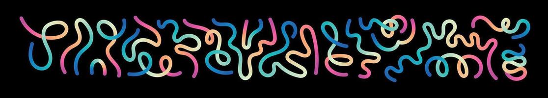 Abstract wavy gradient lines with fluid ribbon shapes, colorful 3D pattern, geometric and organic design elements. Flat illustration isolated on white background. vector