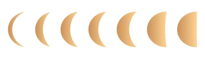 Lunar moon phases with crescent, half, and full cycle, night sky eclipse illustration, black and white shadow shapes on a transparent background. Flat illustration isolated on white. vector