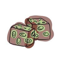 Sweet and chewy Turkish delight with pistachios, rich in flavor and culture. A classic Middle Eastern confection known for its soft texture and nutty taste vector