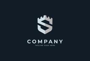 Initial S shield security logo design template, illustration vector