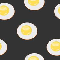 a seamless pattern with an image of egg yolk on a black background. suitable for restaurant decoration vector