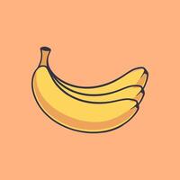 an illustration with a picture of a banana and an orange background vector