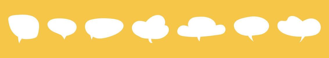 Set of speech bubble. Trendy talk bubble. Blank empty white speech bubbles backdrops. Speak bubble text mockups, simple chatting box, message box templates. Minimalist balloon word design backgrounds. vector