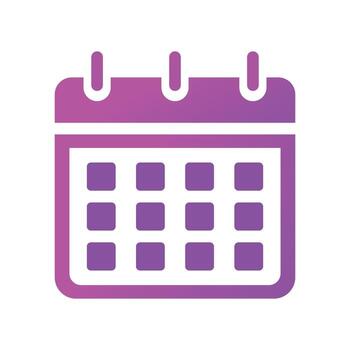 Modern, gradient purple calendar icon. Perfect for scheduling apps, websites, and more. Simple, clean design. vector