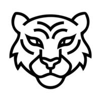 Bold line art illustration of a tiger's face, perfect for logos, branding, and design projects. Simple and striking. vector