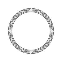 Seamless Meander Pattern Round Frame In Black And White Color, Greek Key Round. vector