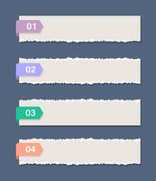 Set of torn paper numbered banners vector
