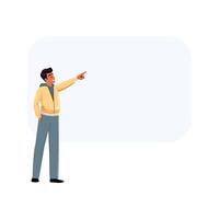 Hooded figure gesturing with raised finger. Blank background for personalized content addition vector