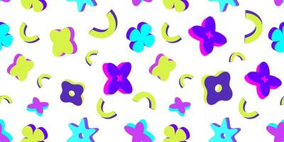 Vibrant Geometric Shapes Seamless Pattern.Funky Seamless Pattern with Colorful Abstract Shapes.Perfect for textile prints, wallpapers, packaging, branding,modern digital designs. illustration vector