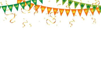 Frame bunting garland flag and confetti decoration elements on transparent background vector