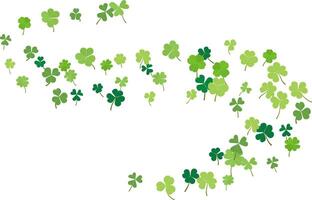 Flying green clover leaf curly wave line illustration. Foliage float on wind, herbal natural swirl design element vector