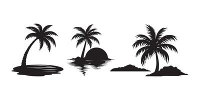 Silhouette of Palm Tree near water vector