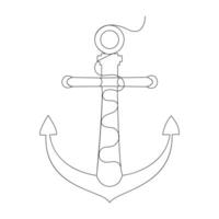Ship anchor single-line art conveys a sense of protection and permanence, with each curve representing the anchor's reliable grip on the ocean floor vector