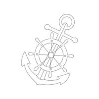 Ship anchor single-line art beautifully simplifies the anchor's complex shape, creating a striking symbol of reliability, strength, and nautical tradition vector