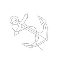 Ship anchor single-line art uses minimalist design to express the essential role of the anchor in guiding and securing ships in turbulent waters vector
