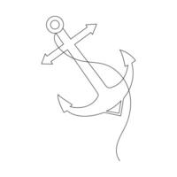 Ship anchor single-line art elegantly captures the strength and stability of an anchor, using a continuous line to symbolize security and steadfastness at sea. vector