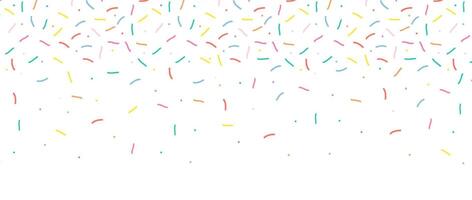 Small Dash Pattern. Colorful falling sprinkles. Seamless pattern on white chocolate background. Donut glaze background. Simple Illustration vector