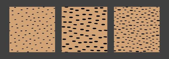 Small Dash or Dots Pattern. Ink abstract shapes. Seamless pattern with horizontal crayon lines. Scandinavian style. Set of Illustration on beige background vector