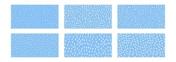 Simple rain pattern Set. Small dash. Seamless Pattern of white water drops on blue background. illustration vector