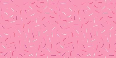 Simple Sprinkle Seamless Pattern. Pink donut glaze with colorful decorative sprinkles. Illustration in scandinavian style vector